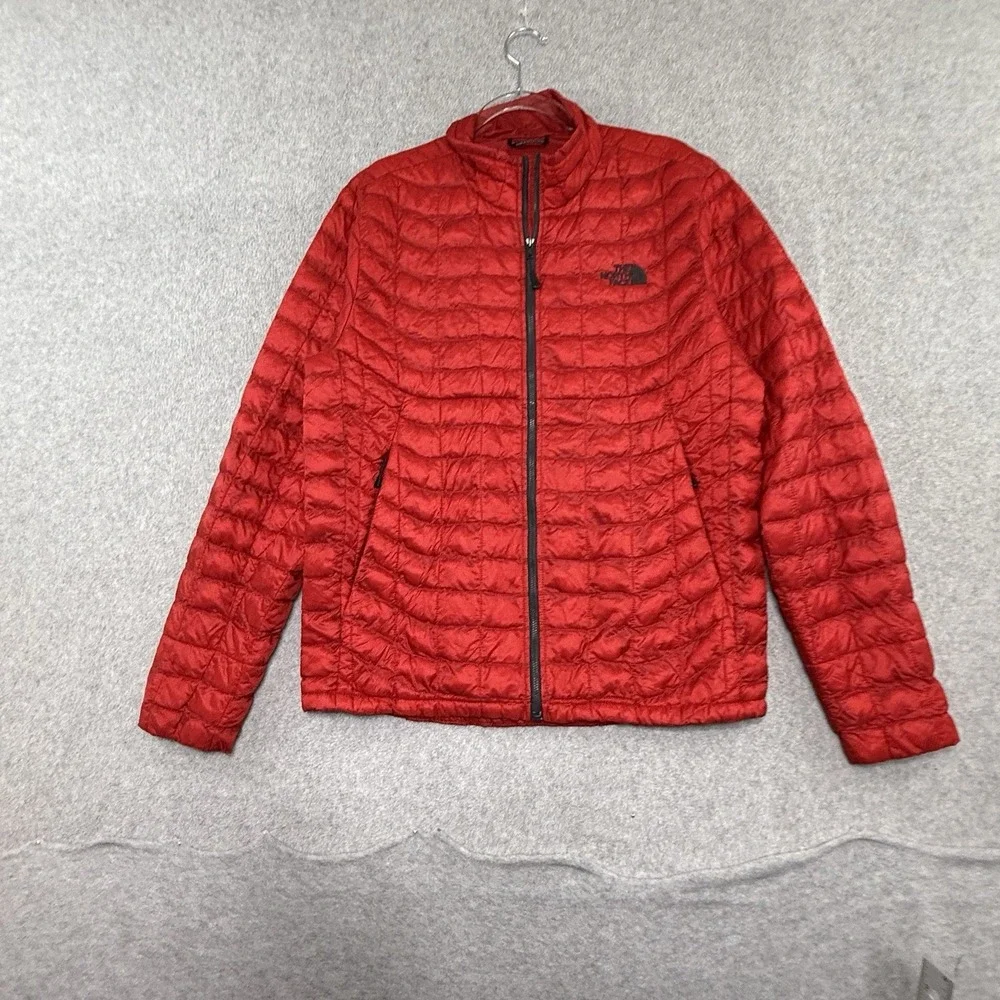 The North Face Thermoball Puffer Jacket Full Zip Mens Medium Red Excellent Condi